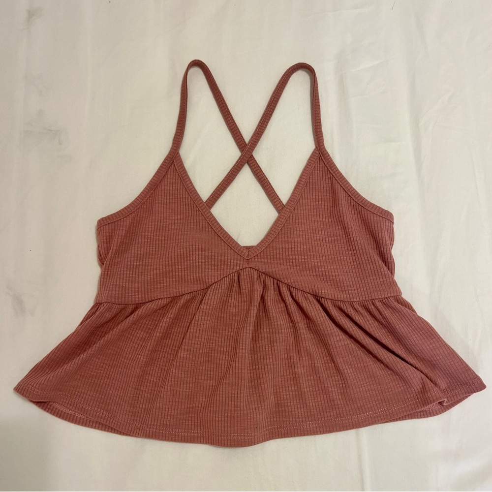 Rusty Red Cross-Back Tank Top